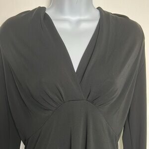 Karen Kane Black Long Sleeve Blouse Women’s Size Large V Neck Stretch Fabric Top